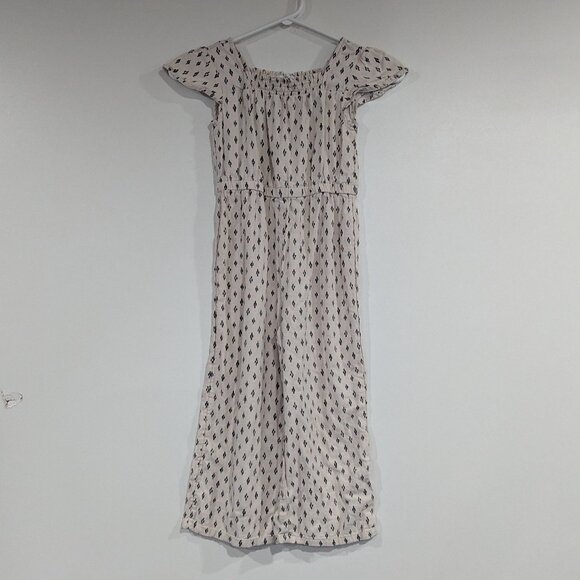 Old Navy Linen Blend Smocked Jumpsuit Romper Cream Navy Blue Size Small Size 6 - Picture 1 of 5